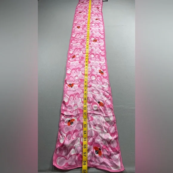 Coach Scarf 100% Silk Made in Japan Interlocking Cs with Ladybugs - Picture 15 of 16